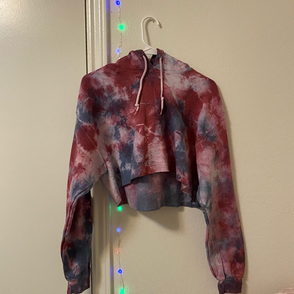 Crop Top Purple Tie-Dye Hoodie